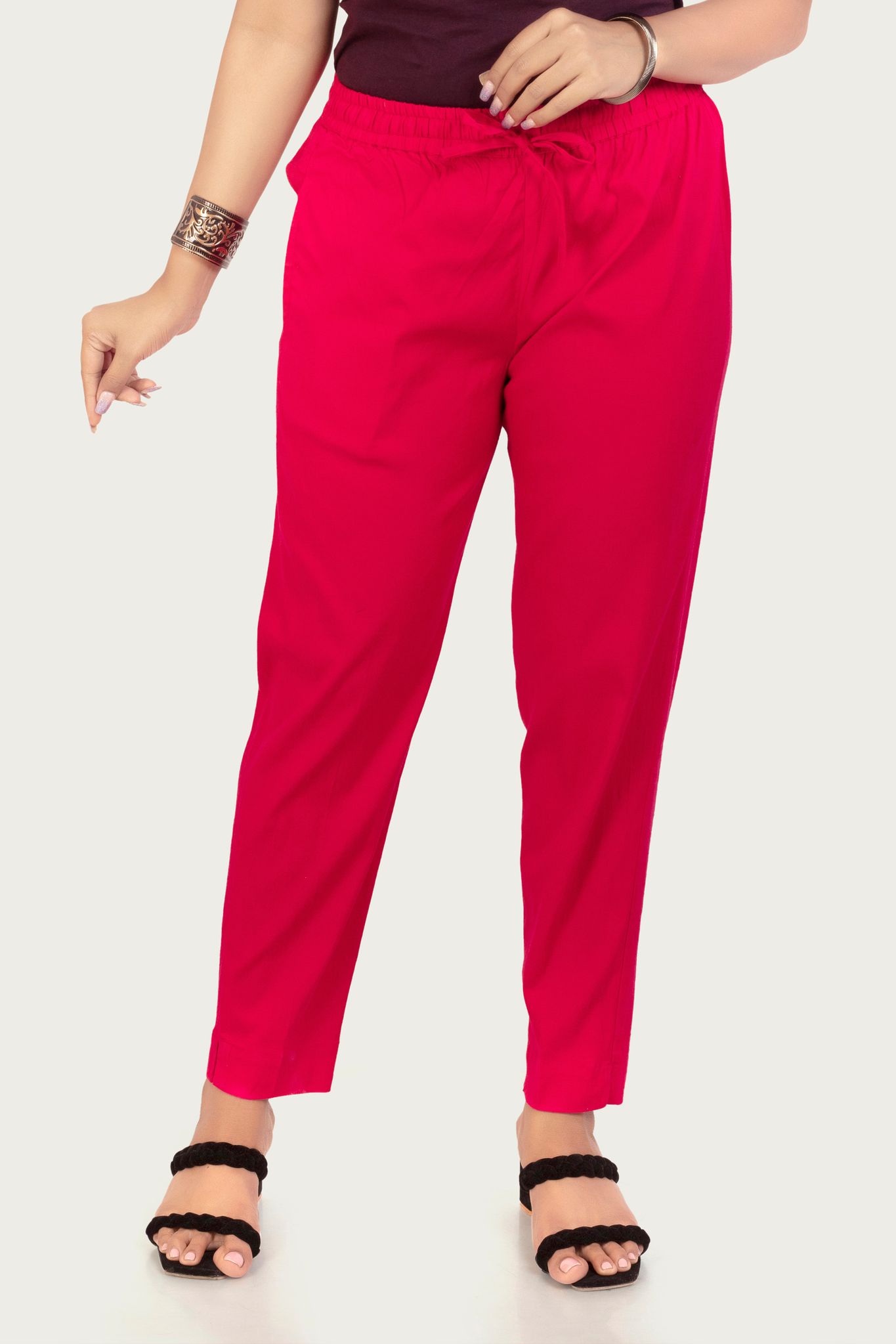Women's Rani Pink Cotton Lycra Pant
