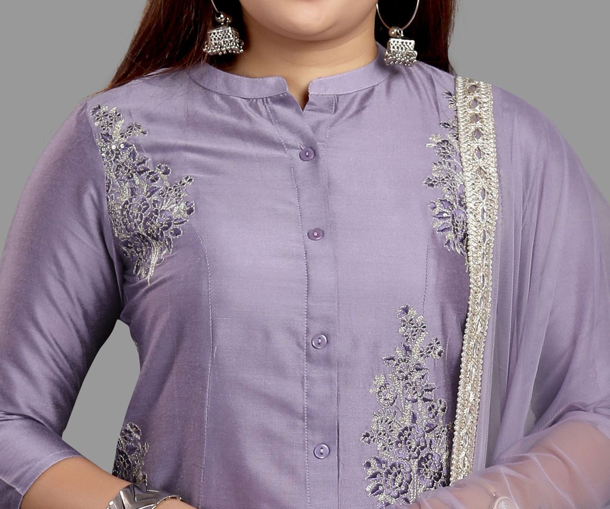 Fida Light Purple Cotton Silk Embroidered Suit Set