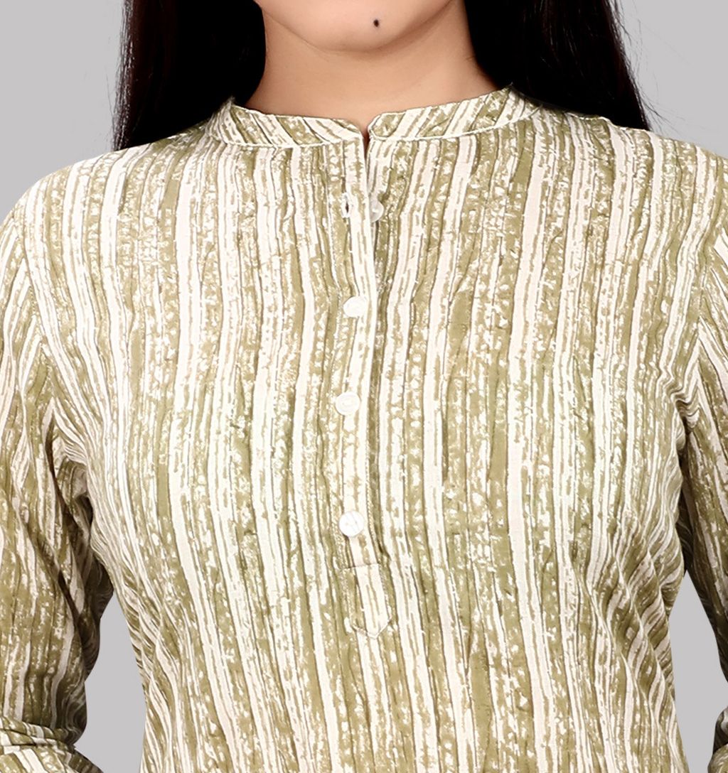 Ishya Mehandi Cotton Straight Kurtis