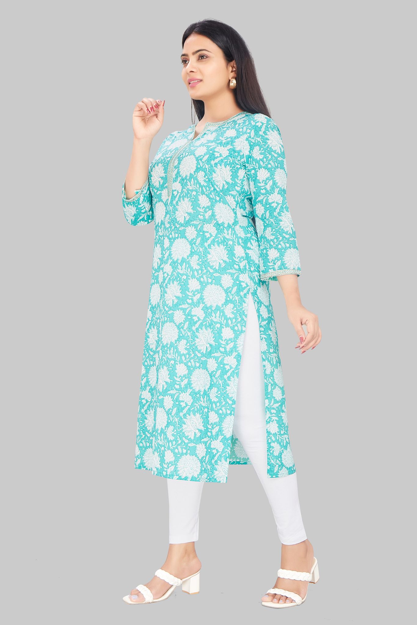 Siddiqah Firozi Cotton Straight Kurtis