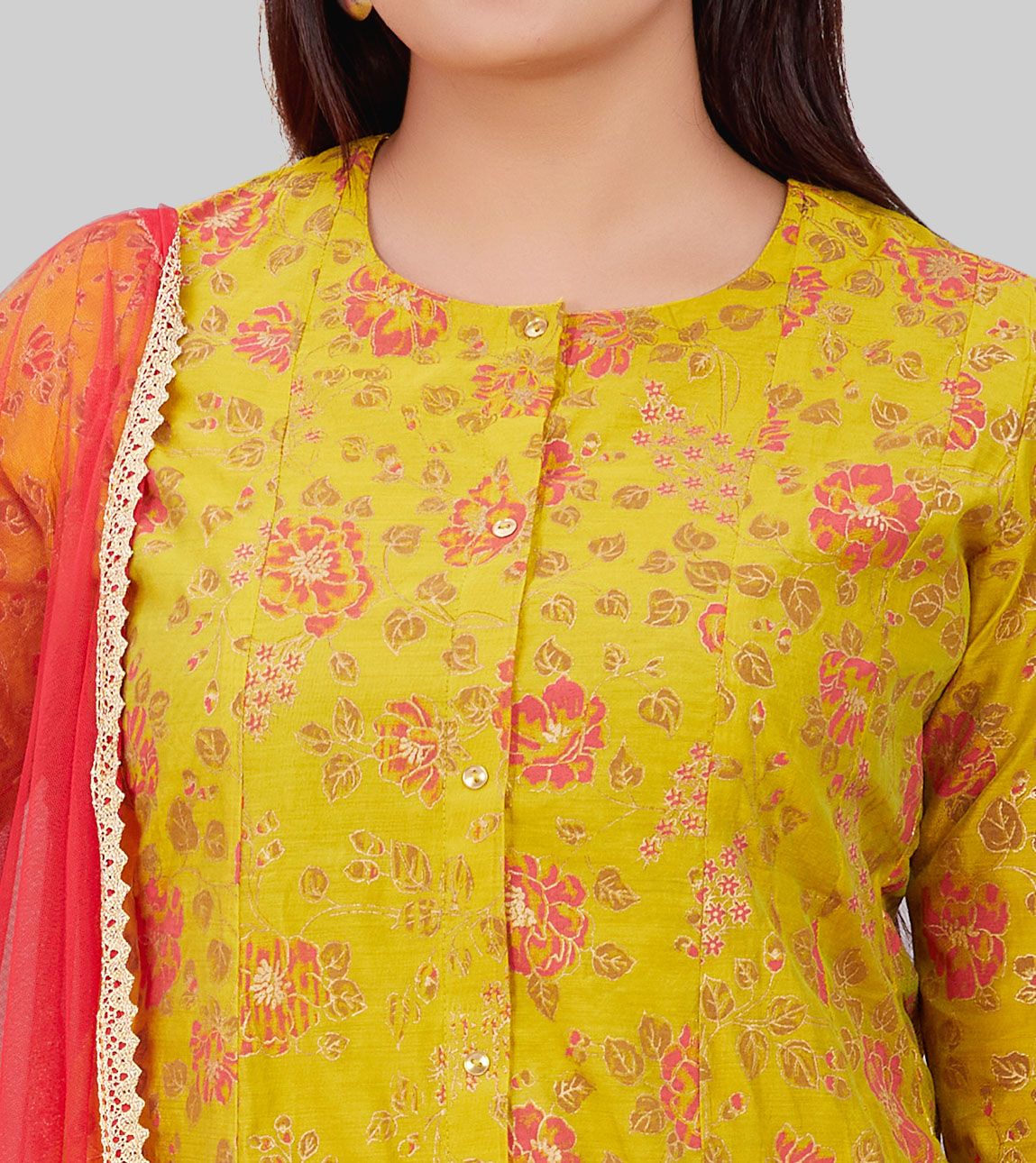 Salena Mustard Cotton Chanderi Embroidered Suit Set