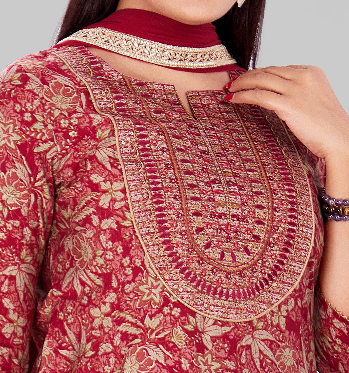 Chaitvi Rani Pink Jaipuri Cotton Suit Set