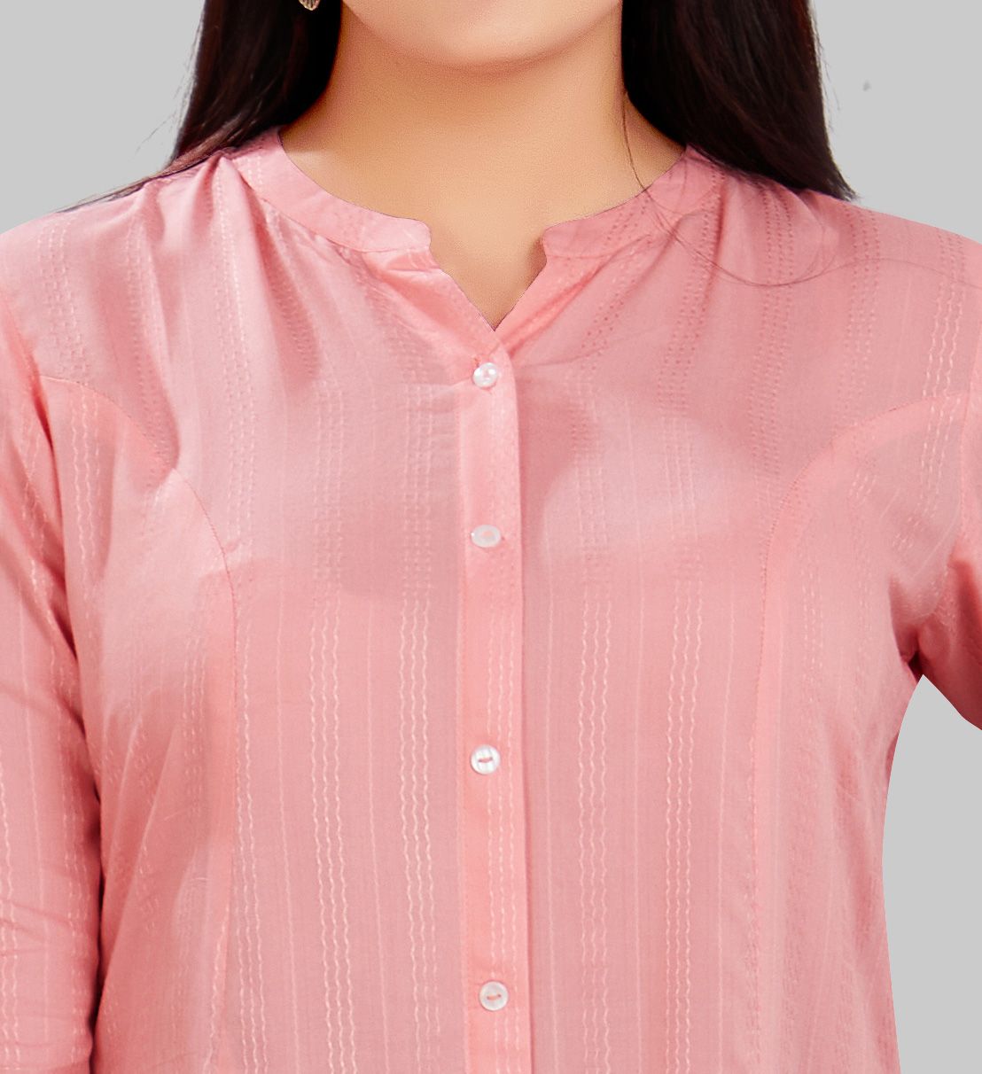 Chinmayi Baby Pink Cotton Short Kurti
