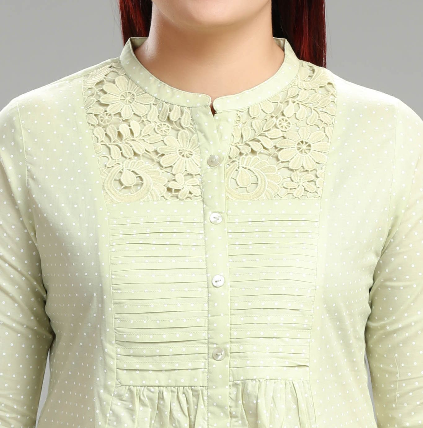 Lavanya Parrot Green Cotton Short kurti