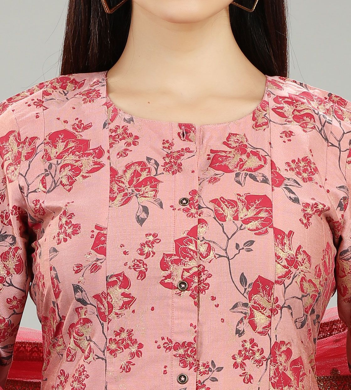 Nithya Peach Cotton Silk Suit Set