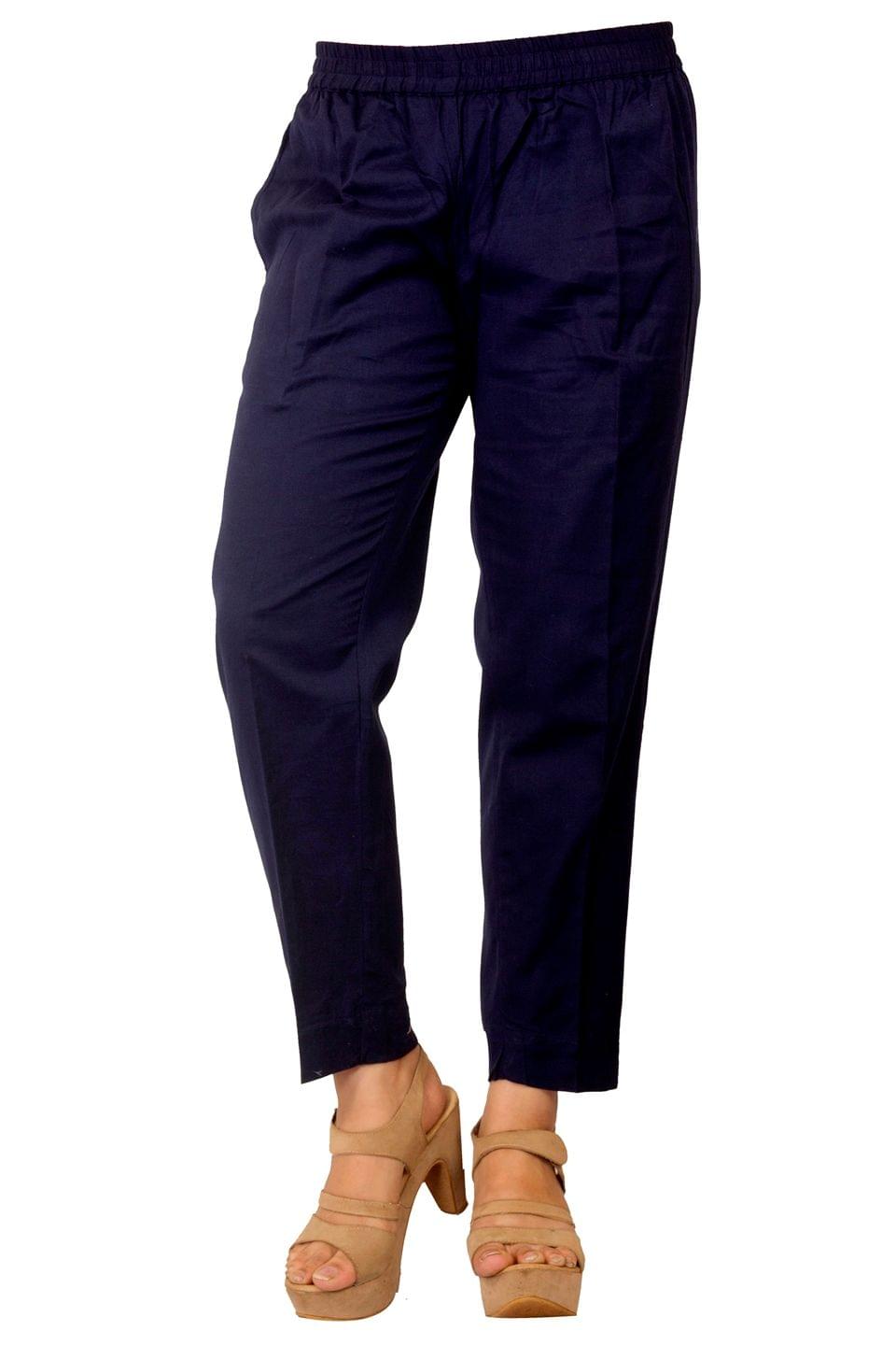 Women's Navy Blue Cotton Pant