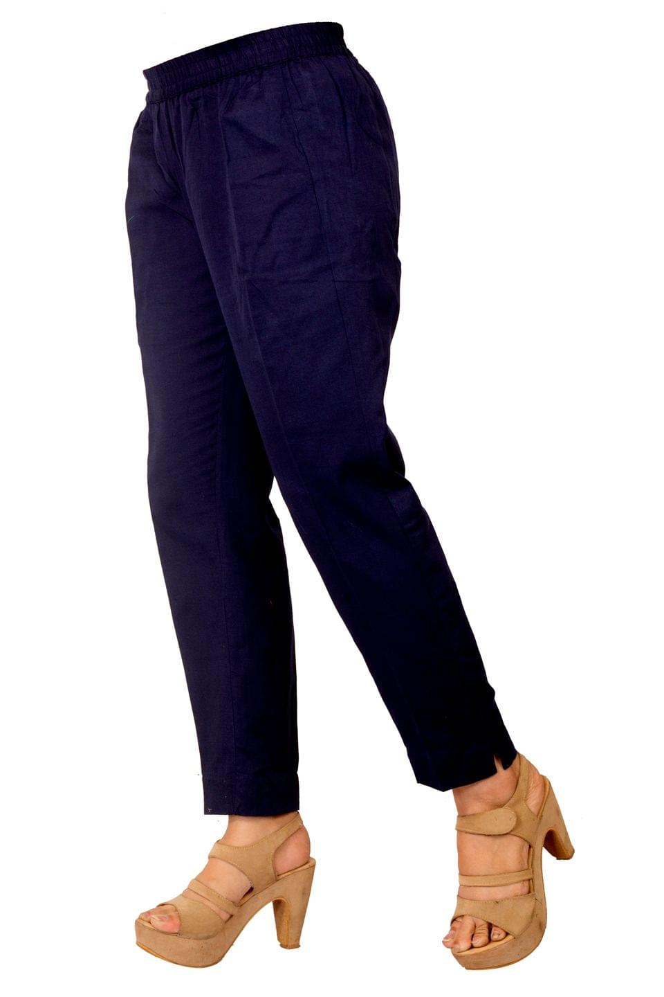 Women's Navy Blue Cotton Pant