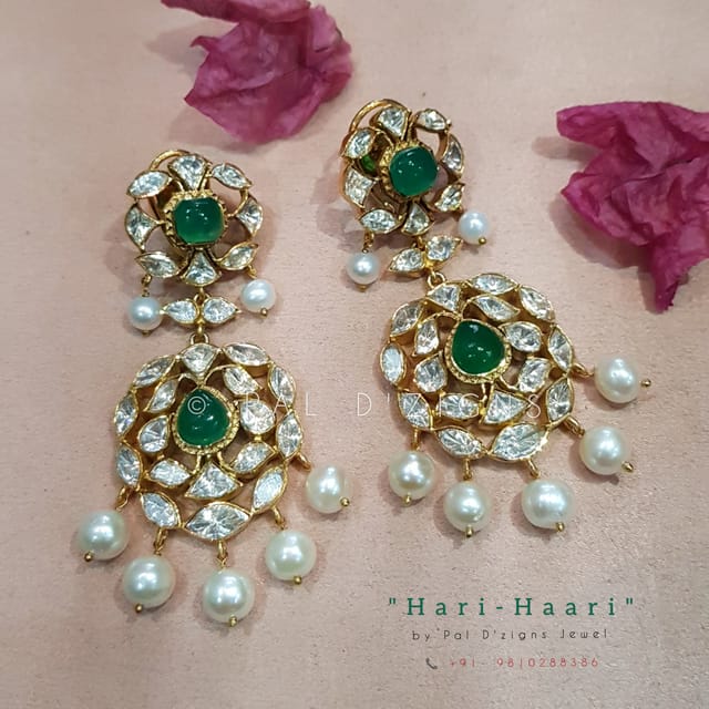 Hari-Haari Moissanite Polki Earings