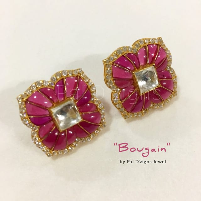 Bougain Studs in Moissanite Polki