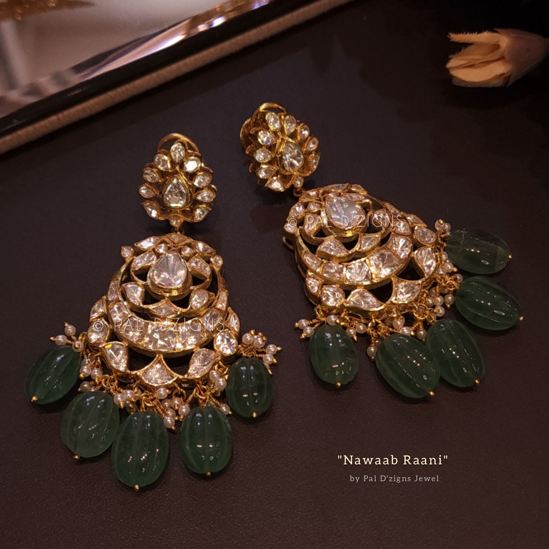 Nawaab Raani Moissanite Polki Earings