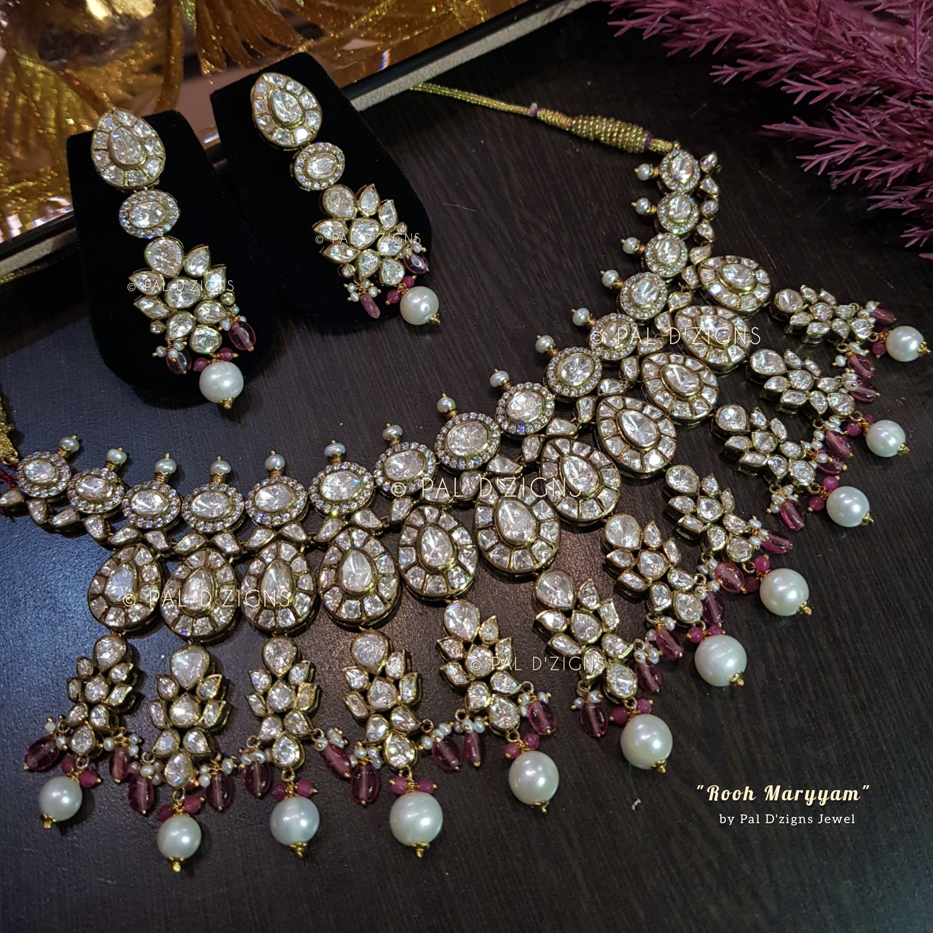 Rooh Maryyam Antique Polki Choker Necklace Set