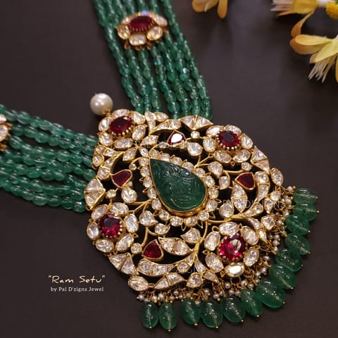 Ram Setu Moissanite Polki Pendant