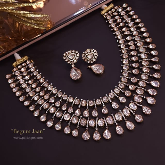Begum Jaan Moissanite Polki Necklace Set