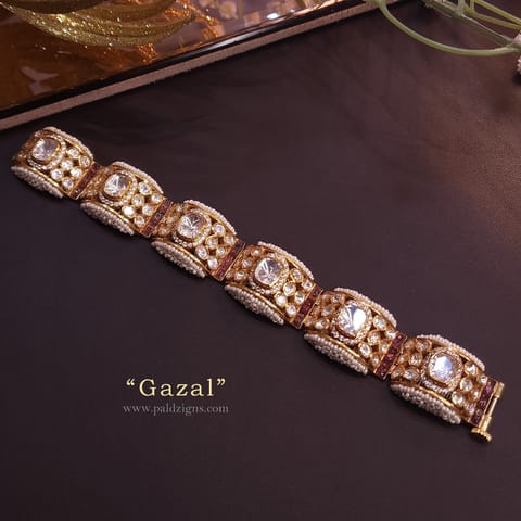 Gazal {2-4" Size} Moissanite Polki Bracelet (Single)
