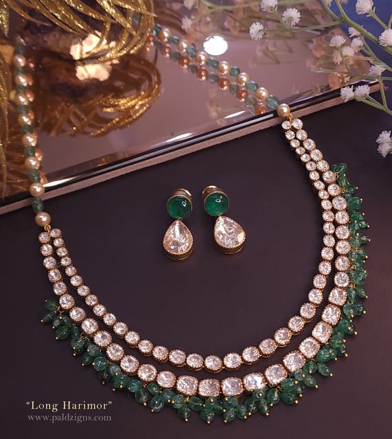 Long Harimor Moissainte Polki Necklace Set