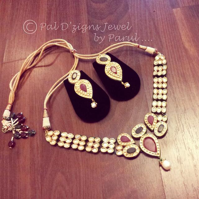 Ruby panna kundan set