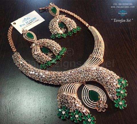 Tareefan Diamond Bridal Necklace set Tareefan Diamond Bridal Necklace set