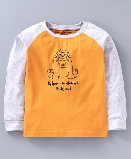 Orange Raglan Sleeve T-Shirt Gorilla Print