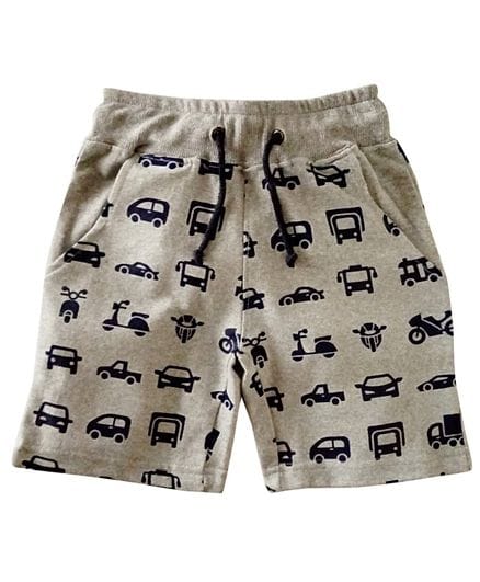 Light Grey Shorts With Vehicle Print