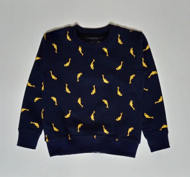 Navy Blue All Over Shark Prints Sweatshirt