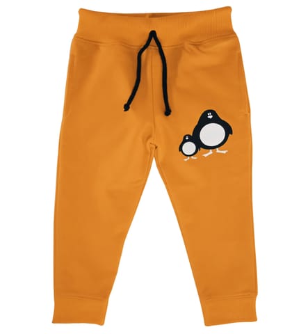 Yellow With Penguin Print Lounge Pants - Slim Fit