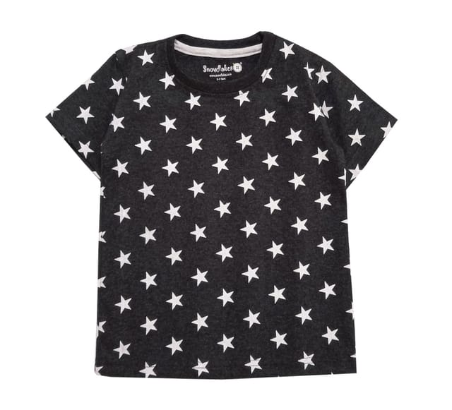 Snowflakes Grey Tshirt With All Over Star Prints