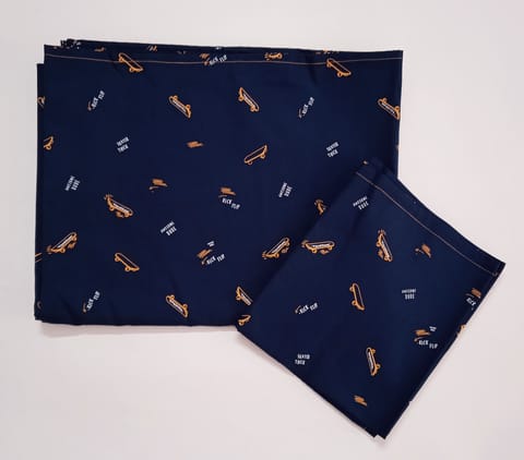 Navy Blue Bedsheet with Surfboard Prints