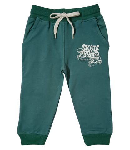 Unisex Lounge Pant With Skateboard Print - Green