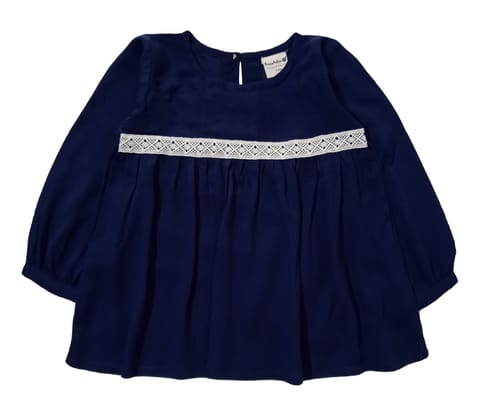 Solid Top With Full Sleeves - Navy Blue