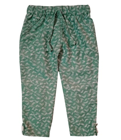 Straight Pants With Stapler Pin Print - Green