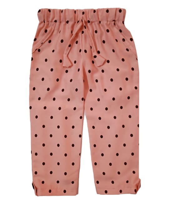 Straight Pants With Polka Dots - Pink