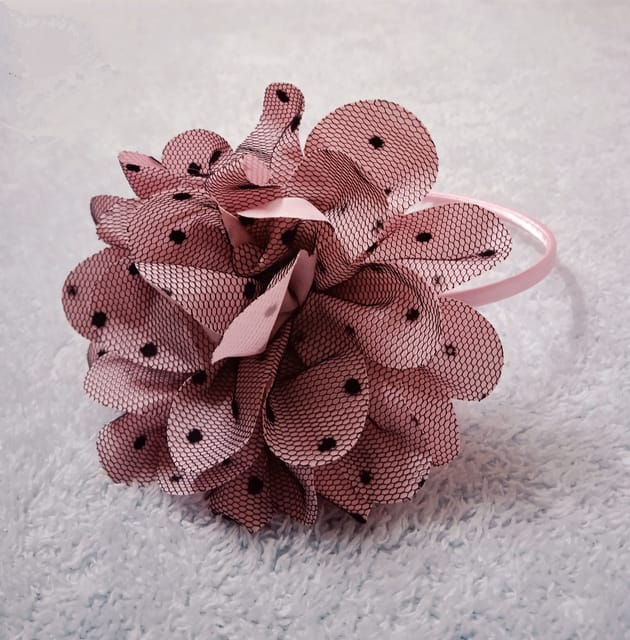 Pink Hairband With Floral Applique - Pink