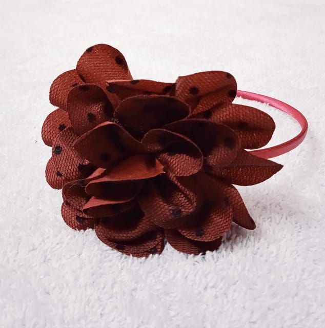 Red Hairband With Floral Applique - Maroon