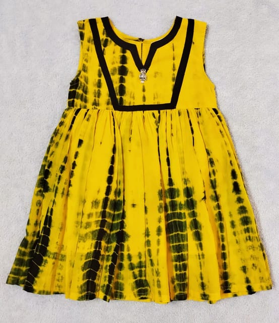 Sleeveless Dress With Shibori Print - Yellow