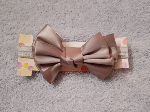 Elasticated Hairband With Bow Applique - Light Grey