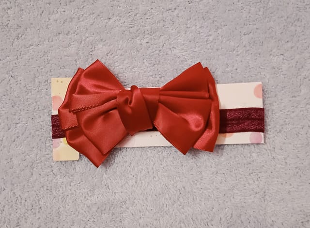 Elasticated Hairband With Bow Applique - Red