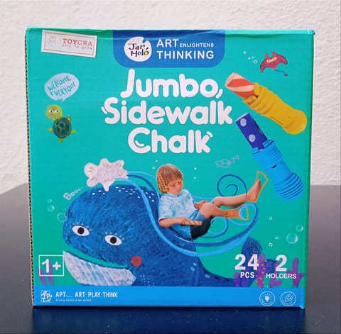 Jar Melo Jumbo Sidewalk Chalk Set for Kids, 24 Colors, Washable Outdoor Fun With Chalk Holder, Non Toxic, Dust-Free