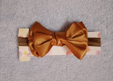 Elasticated Hairband With Bow Applique - Mustard