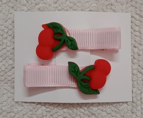 Cherry Shaped Hair Clip - Pink