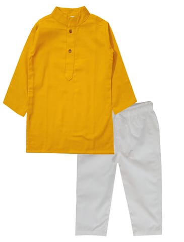 Snowflakes Boys Solid kurta And Pyjama Set- Yellow & White