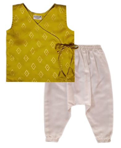Snowflakes Unisex Infant Jabla Top With Harem Pant Set - Yellow & White