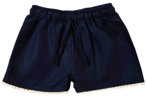 Snowflakes Girls Cotton Shorts - Navy Blue