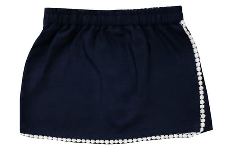 Snowflakes Girls' Solid Skorts With Lace Detailing - Navy Blue