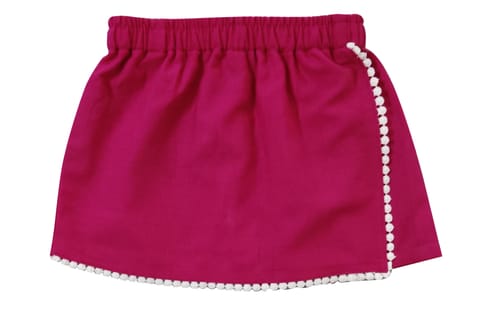 Snowflakes Girls' Solid Skorts With Lace Detailing - Pink