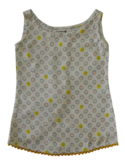 White Top With Smilie Prints