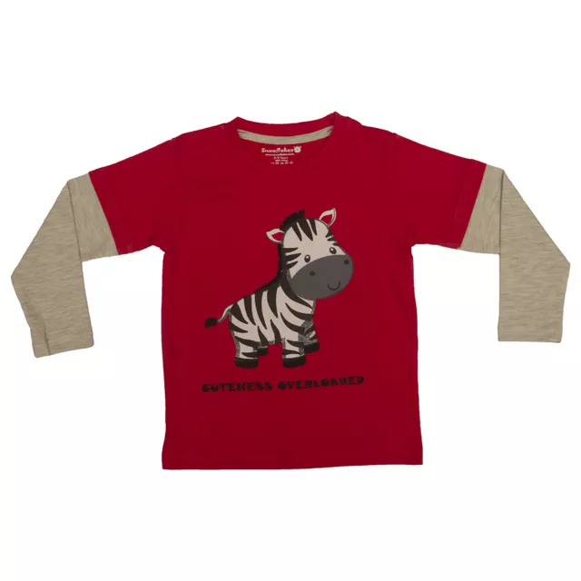 Red Full Sleeve Tshirt With Zebra Print