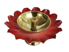 Brass Diya Deepak 'Gulab': Festival Oil Lamp Deepam Decor Gift (12121)