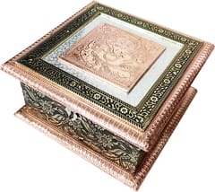 Wooden Box 'Blessing Ganesha': Flexible Slots Chest For Serving & Gifting  (12206)