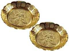 Brass Puja Bowls Plate Katori: for Small Puja Items , 3inch, Set of 2 (12240)