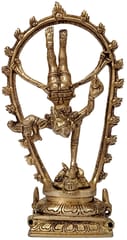 Brass Idol Nataraja Shiva in Cosmic Dance: Rare Collectible Statue in Unique Pose (12254)